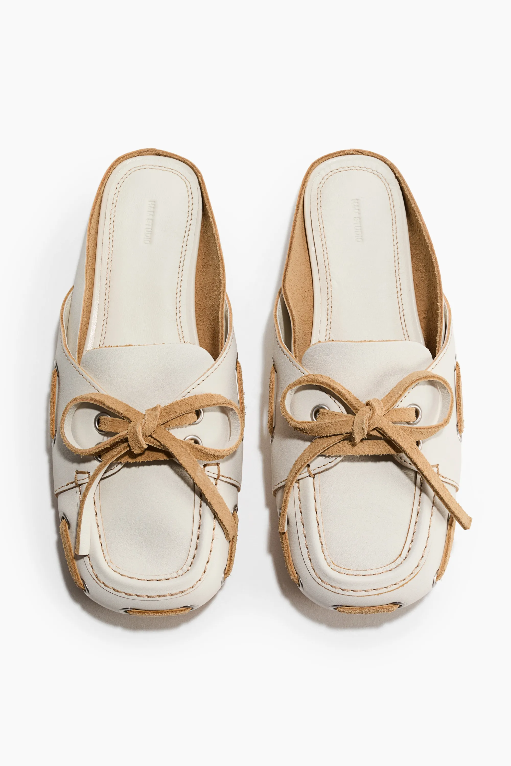 Mules mocassins en cuir - Crème