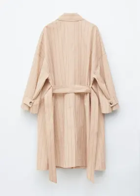 Trench-coat oversize à fines rayures - Beige/Fines rayures — photo 5