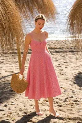 Antonia Cotton Dress - Red gingham — photo 2
