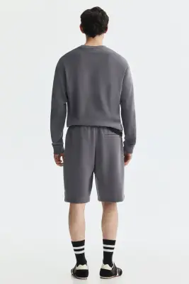 Short Relaxed Fit en interlock - Gris foncé — photo 3