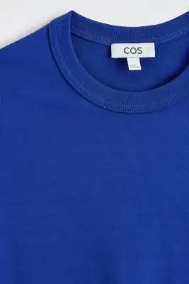 T-SHIRT À COL ROND EN COTON INTERLOCK - BLEU LUMINEUX — photo 5