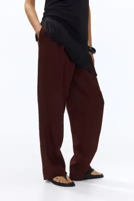 Pantalon chic en lin - Marron foncé — photo 2
