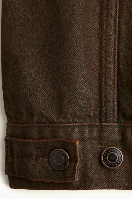 Veste en denim enduit - Marron foncé — photo 3