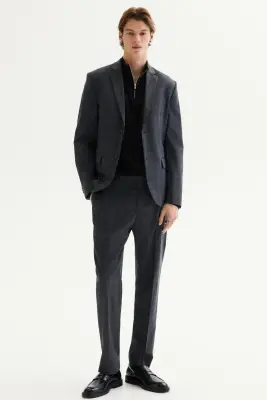 Veste Slim Fit - Gris foncé/carreaux — photo 2