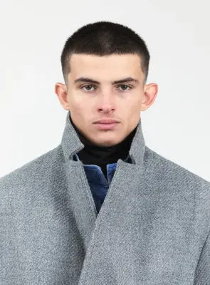 Bathrobe Coat in Light Gray 100% Italian Wool — photo 4