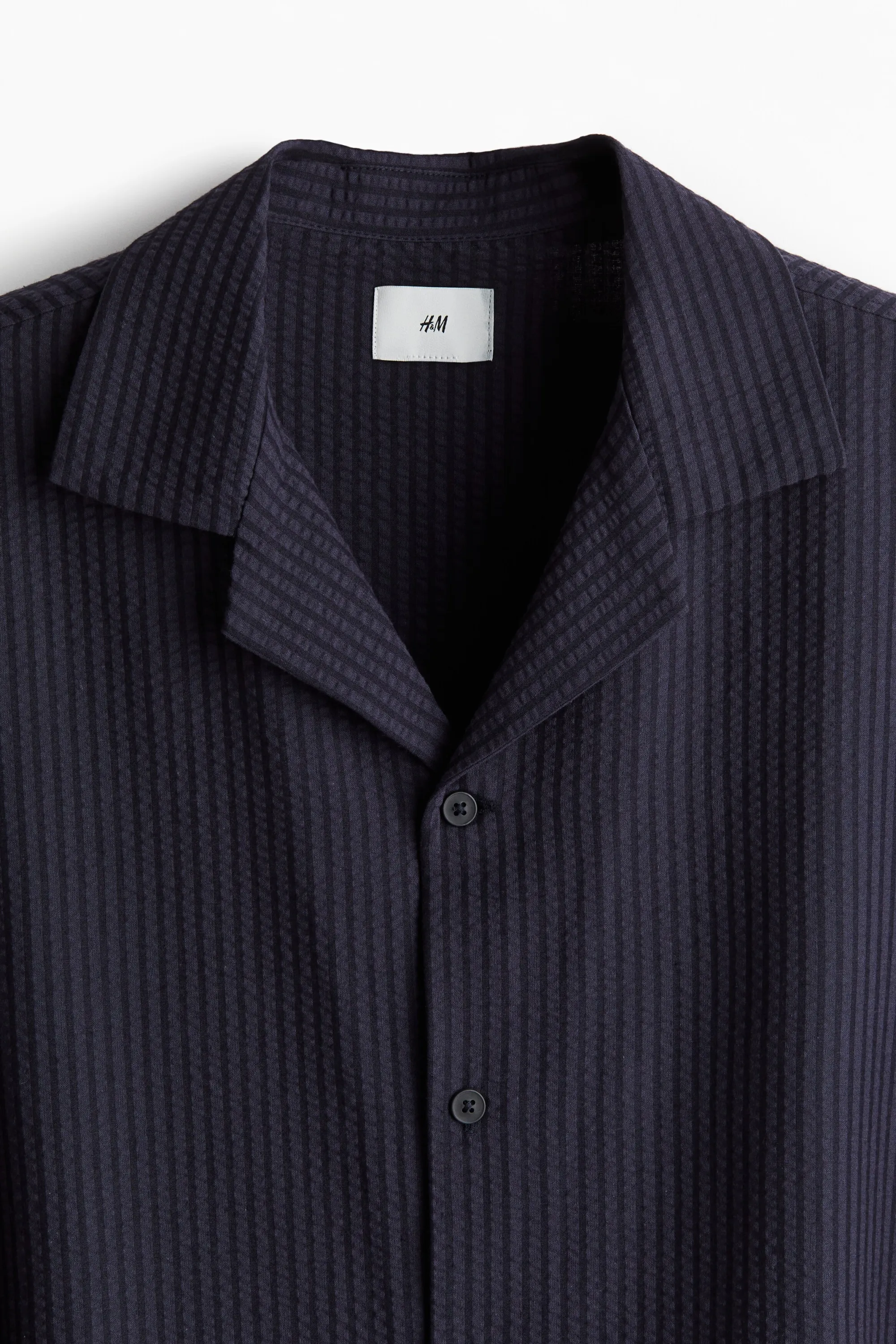 Chemise Regular Fit en seersucker - Bleu marine