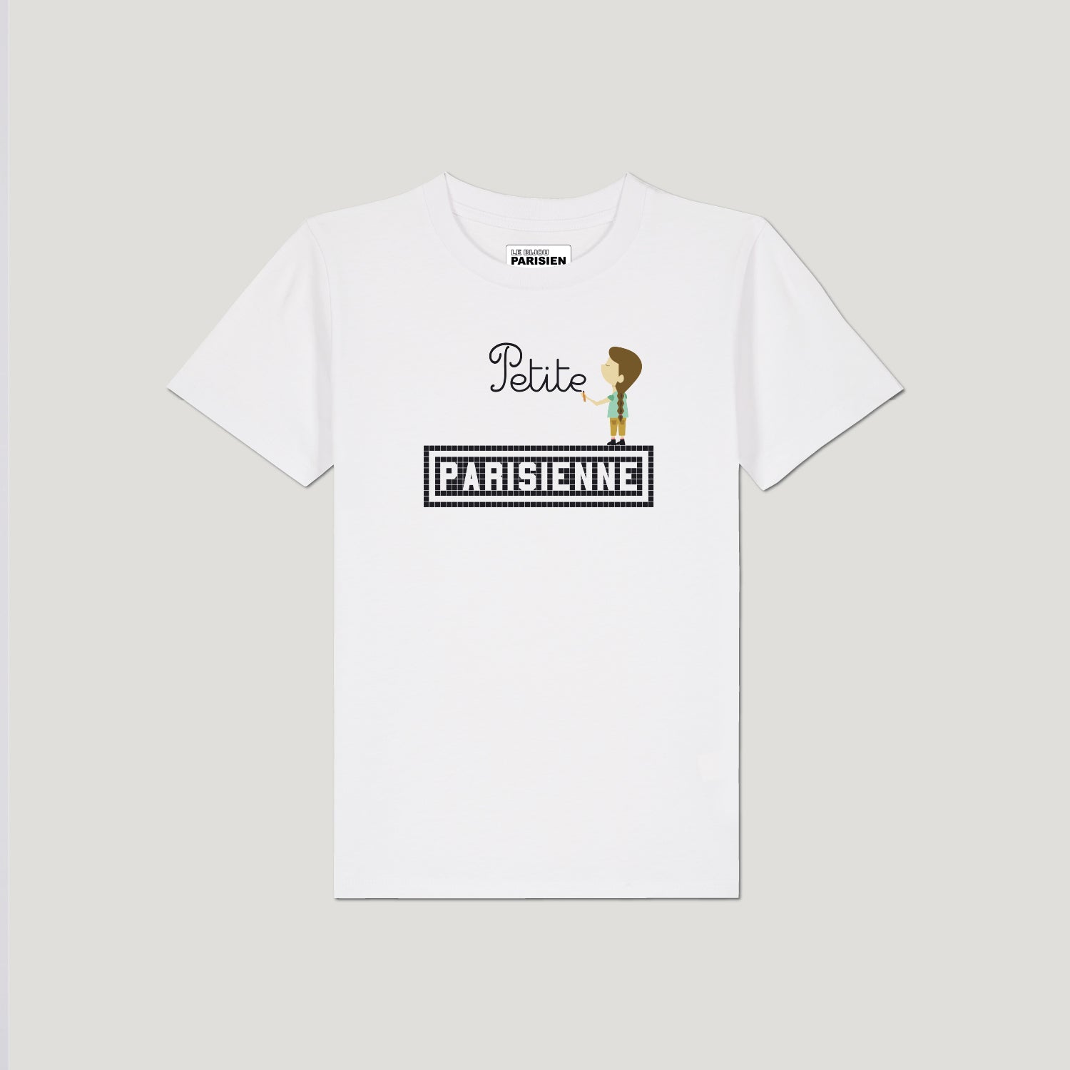 T-SHIRT ENFANT COTON BIO IMPRIMÉ - PETITE PARISIENNE - BLANC
