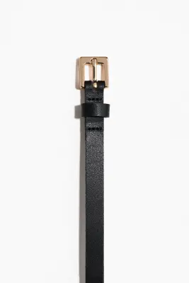 Ceinture en cuir fendu - Noir — photo 2