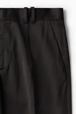 Pantalon Relaxed Fit en satin - Noir — photo 2