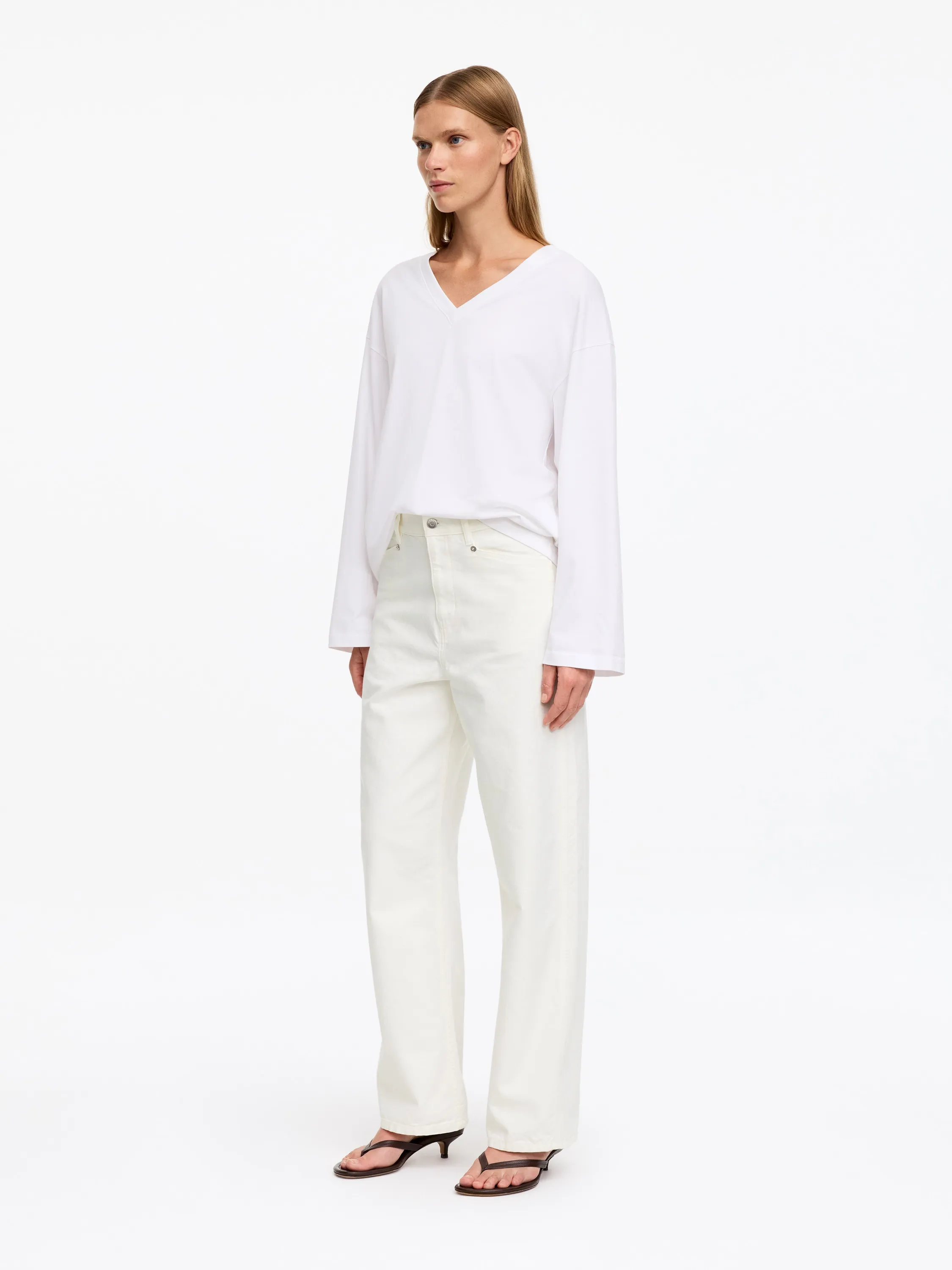 Pantalon utilitaire en toile de coton - Blanc cassé