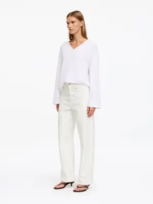 Pantalon utilitaire en toile de coton - Blanc cassé — photo 1
