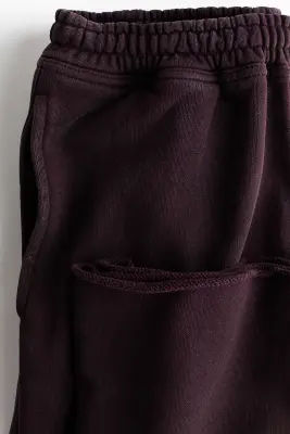 Pantalon jogger à jambes larges en coton - Violet prune foncé — photo 3