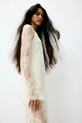 Robe maxi en dentelle - Crème — photo 1