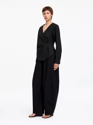 Chemise cache-cœur en coton - Noir — photo 2