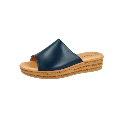 Mules Gabor 44.559.09 Bleu Nuit - Cuir Compensé Liège Grande Pointure Femme — photo 1
