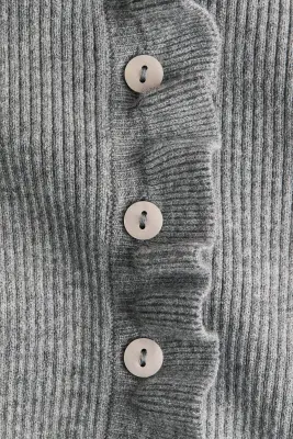 Gilet en maille côtelée avec volants ruchés - Gris chiné — photo 4