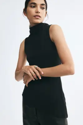 Top ajusté avec col roulé - Noir — photo 3