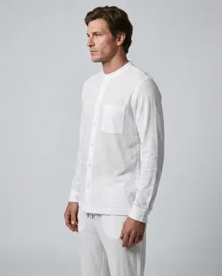 Chemise Blanche Col Manches Longues en Coton / Lin — photo 3