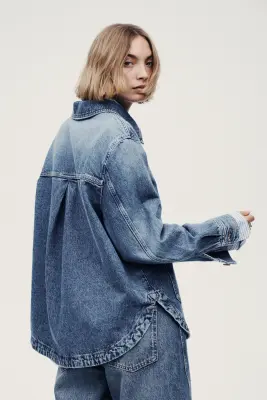 Denim shacket - Bleu denim — photo 4