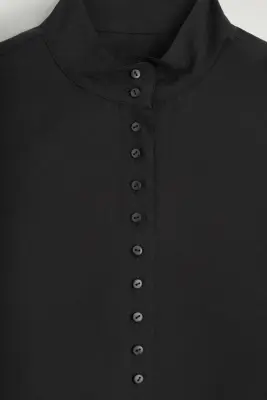 CHEMISE FLUIDE À COL MONTANT - NOIR — photo 5