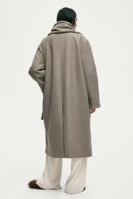 Manteau à écharpe - Beige chiné — photo 4