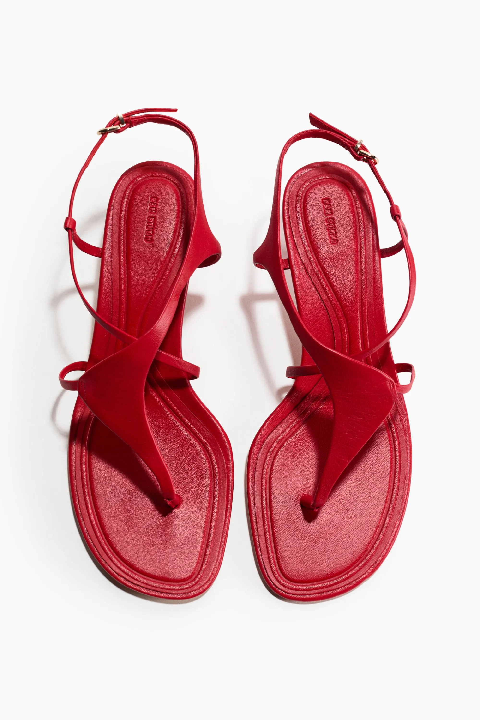 Sandales en cuir avec talon kitten heel - Rouge