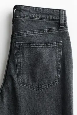 Wide High Waist Jeans - Gris denim foncé — photo 4