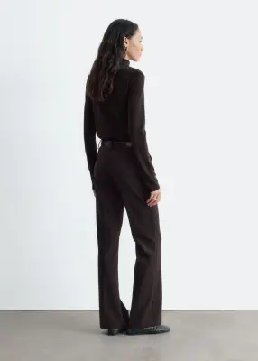 Pantalon évasé à plis marqués - Marron foncé — photo 5