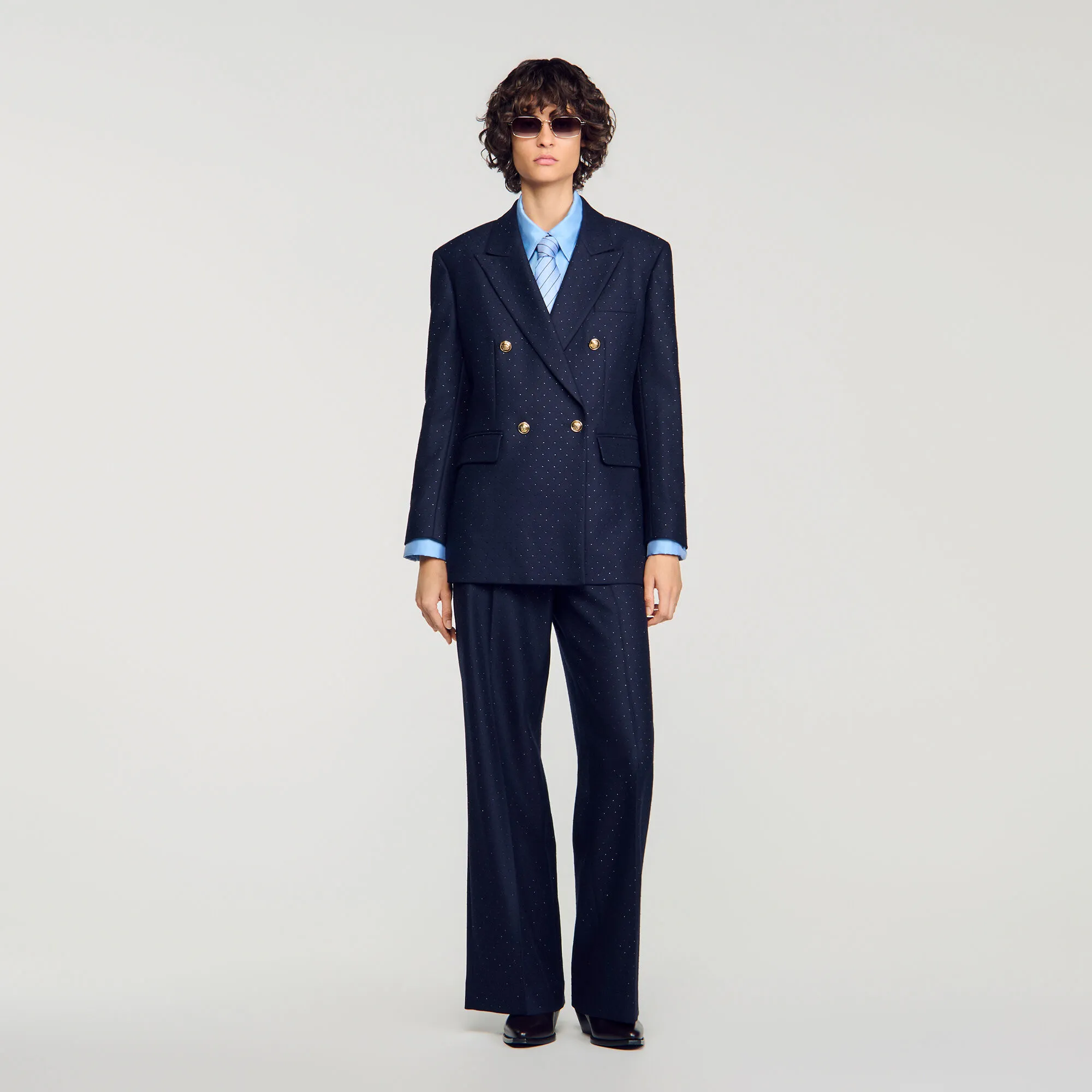 Veste de tailleur strassée en laine