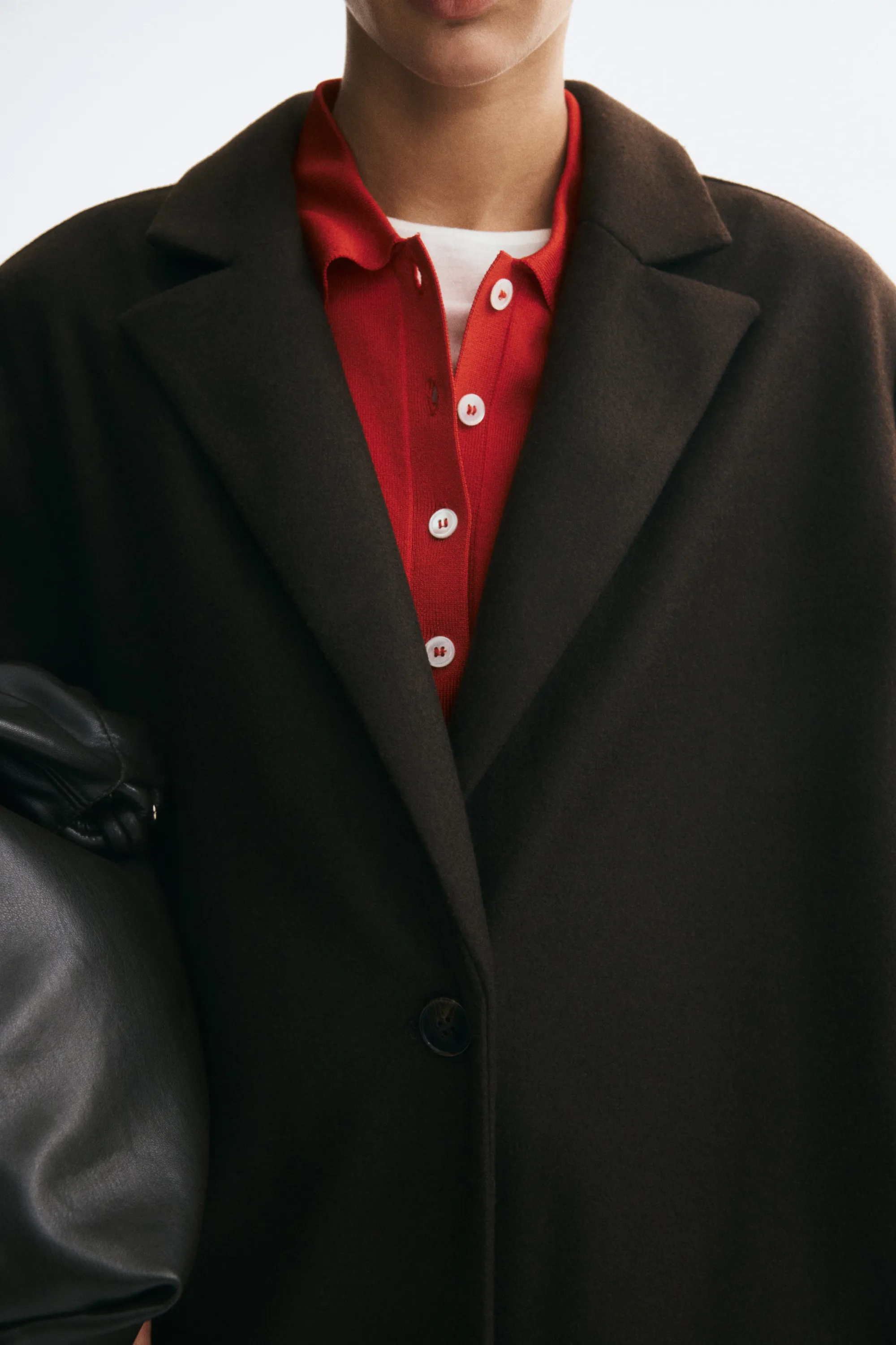 Manteau à fermeture droite - Marron foncé