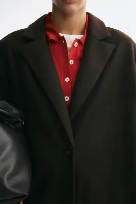Manteau à fermeture droite - Marron foncé — photo 1