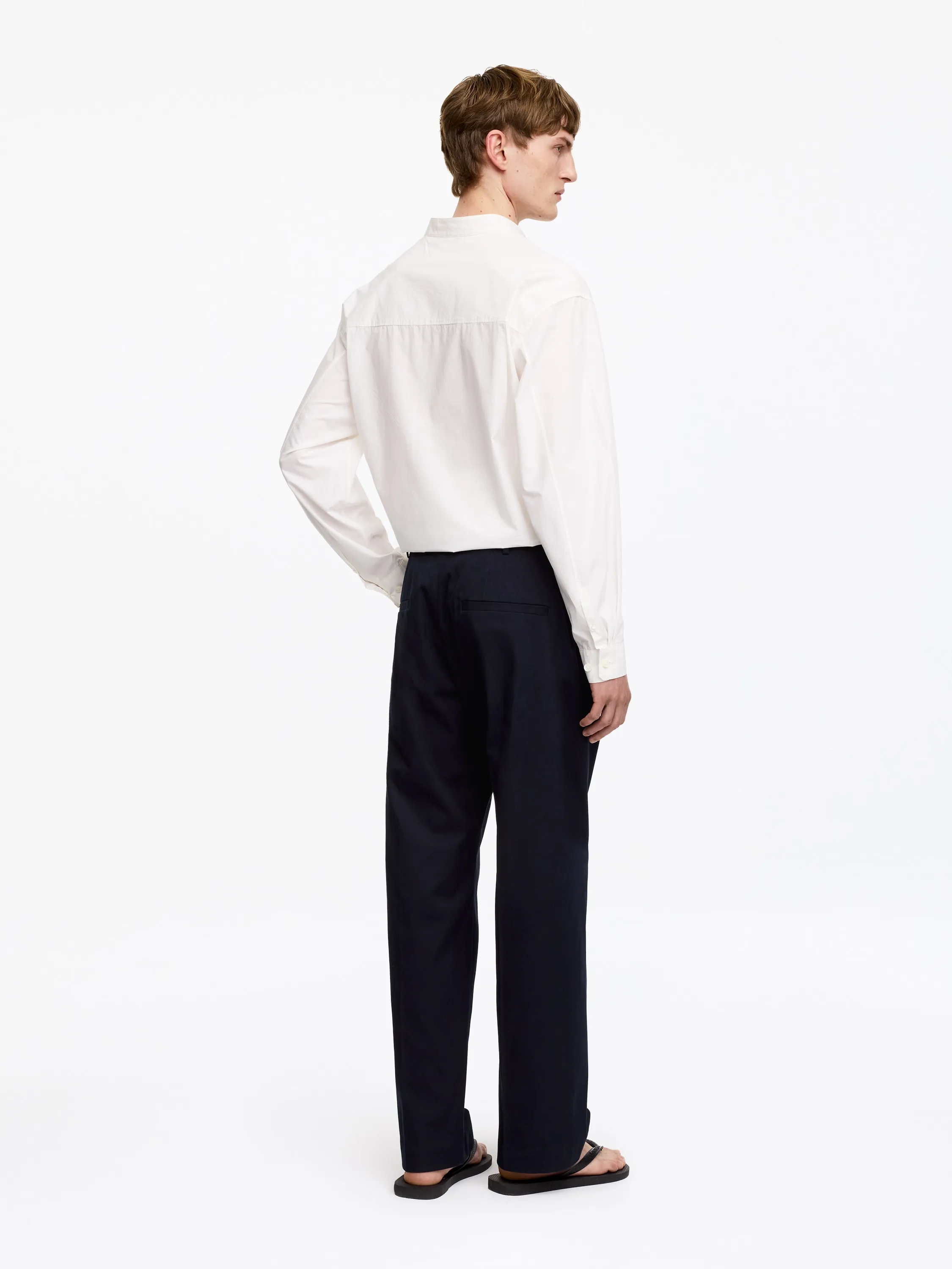Pantalon décontracté en sergé de coton - Bleu foncé