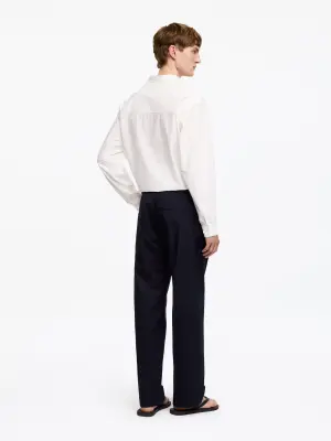 Pantalon décontracté en sergé de coton - Bleu foncé — photo 1