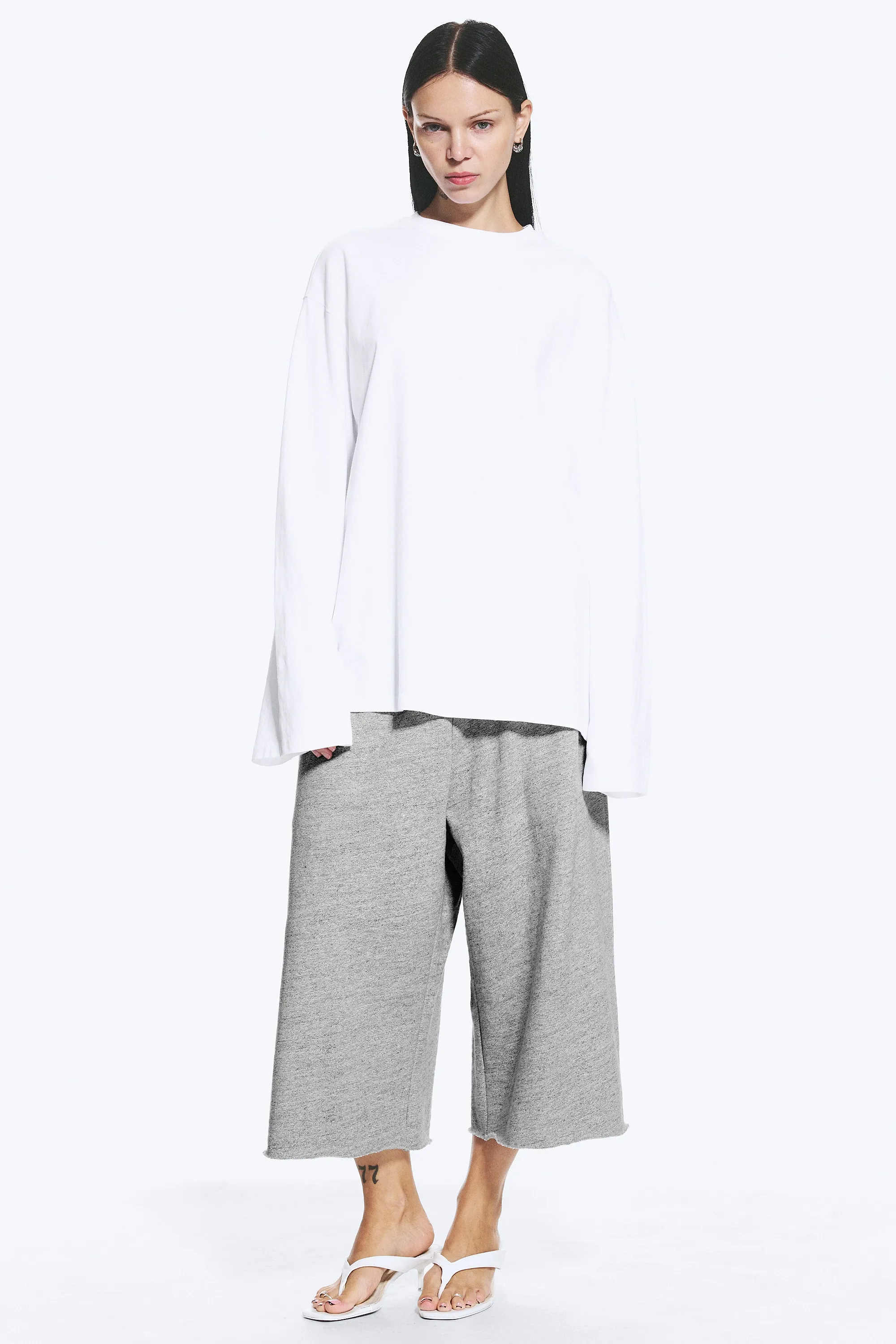 T-shirt à manches longues oversize - Blanc
