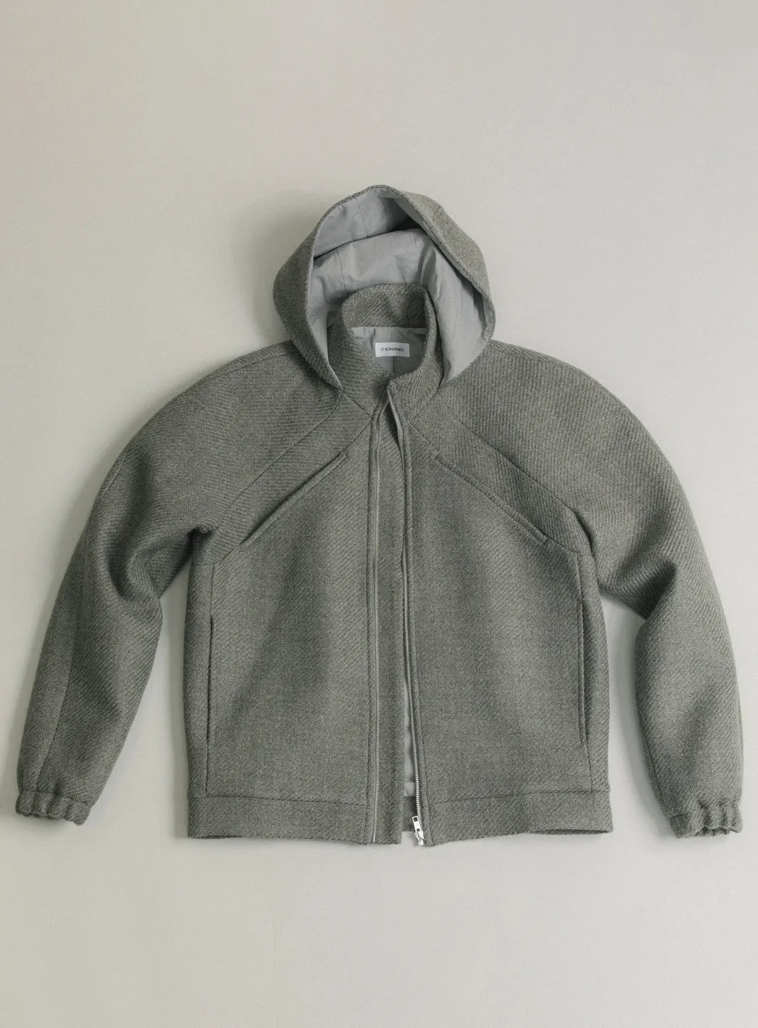 X Collar Puffer Jacket in Clay 100% Italian Wool