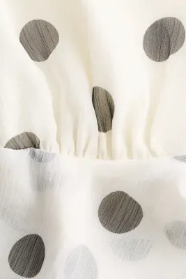 Top volanté à bretelles fines - Blanc/pois — photo 3