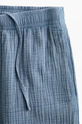 Pantalon Loose Fit en mousseline de coton - Bleu ancien clair — photo 5