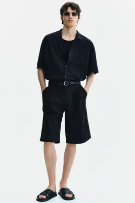 Chemise Relaxed Fit en jersey jacquard - Noir — photo 2