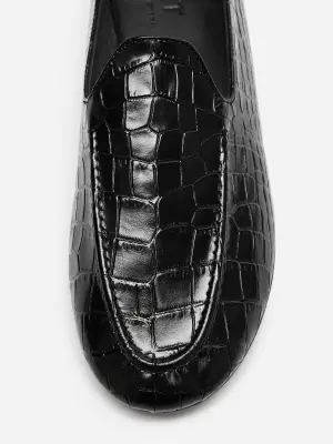 Mocassins en cuir façon croco - Noir — photo 5