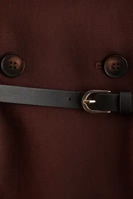 Robe blazer à fermeture croisée - Brun rouille foncé — photo 4