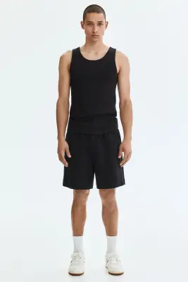 Débardeur côtelé Slim Fit - Noir — photo 2
