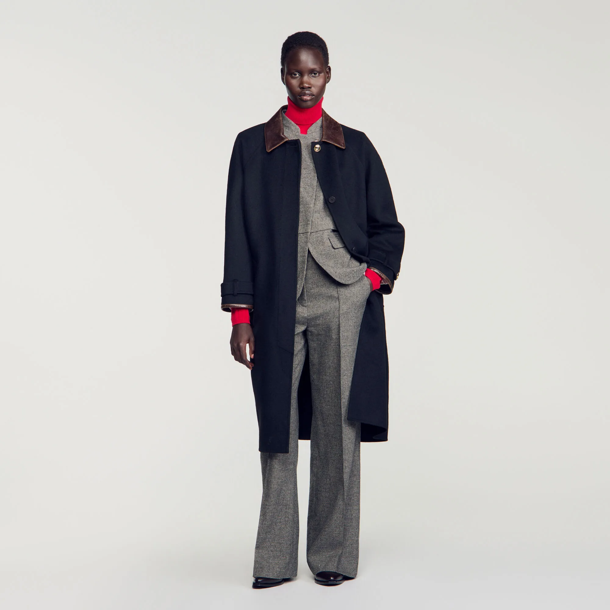 Manteau long en laine double face