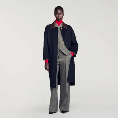 Manteau long en laine double face