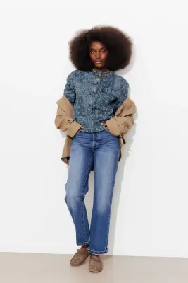 Chemise en jean motif au laser — photo 2