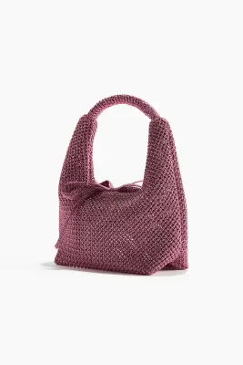 Sac à main scintillant en maille ajourée - Rose ancien — photo 2