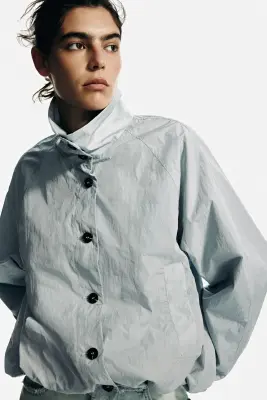 Veste oversize avec base à effet boule - Gris clair — photo 3