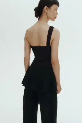 Body string asymétrique - Noir — photo 4