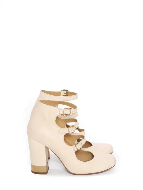 Babies multi-brides en cuir vieilli ivoire boucles dorées Prix boutique 1090€ Taille 37