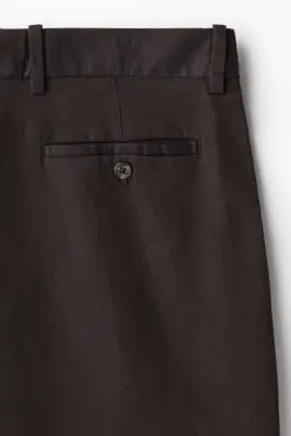 Pantalon Relaxed Fit en lin mélangé - Marron foncé — photo 1