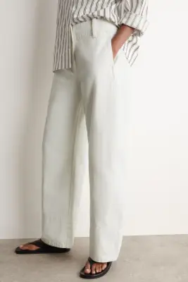 PANTALON BARREL EN DENIM - BLANC — photo 2